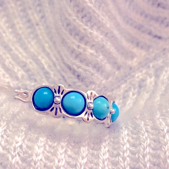 Vintage Sterling Silver Turquoise Earrings - Picture 5 of 7